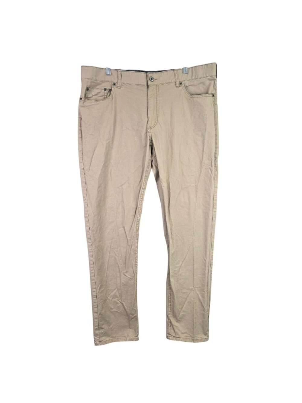 Mens Members Mark Beige Straight Fit Mason 5 Pocket Pants Cotton Stretch 38x32